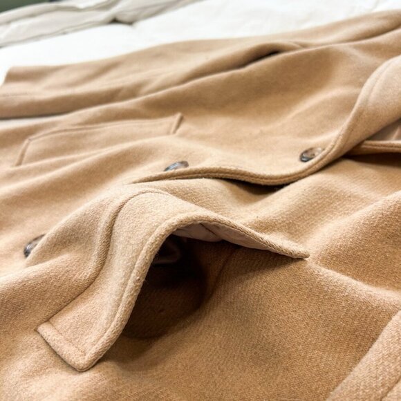 Abercrombie & Fitch Wool Blend Dad Coat Beige Tan Women’s Small Petite - Picture 5 of 10